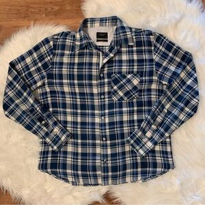 Rag & Bone Fit 3 Plaid Beach Shirt Blue White Long Sleeve Button Front Medium